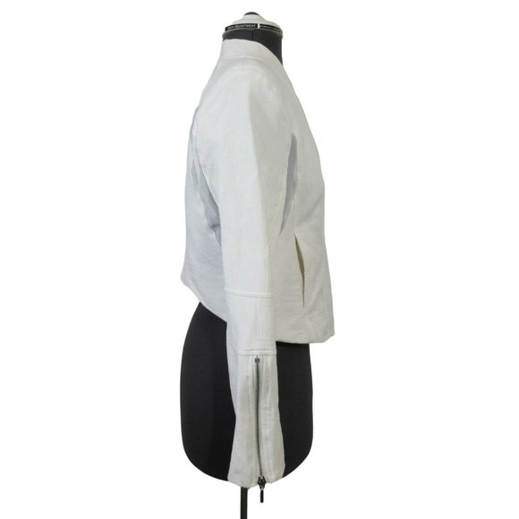 BlankNYC white collarless crop Motor City moto jacket - Picture 4 of 12